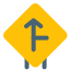 Side road to front joining the intersection icon