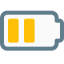 Phone medium battery power level indication isolated on a white background icon