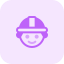 Construction worker face emoticon with safety helmet icon