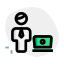 Businessman working online on a laptop computer icon