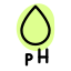 Blood drop with PH testing facility isolated on a white background icon