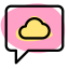 Customer support of cloud storage provider with chat bubble icon