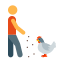 人が鶏に餌をやる icon
