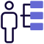 Hierarchy chart of a organization with list of employees icon