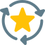 Favorite media transfer with star and loop arrows logotype icon