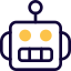 Robot with smiling face isolated on a white background icon
