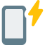 Mobile with power and flash - lighting bolt logotype icon