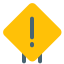 Caution with a exclamation mark on a signboard layout icon