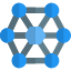 Atom structure with lattice holding each other icon