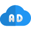 Ads supported on cloud space drive storage icon