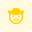 Uncomfortable cowboy emoticon facial expression with hat icon