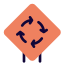 Roundabout of an inner intersection traffic sign board icon