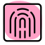 Fingerprint scanning feature on digital screen software icon