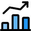 Bar chart with line graph in uptrend icon