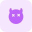 Devil with horns crossed resembling dead emoji icon