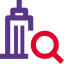 Search for modern tower building office location icon