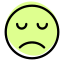 Pictorial representation of sad face emoticon layout icon