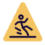 Wet floor warning in a shopping mall icon