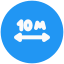 Distance of about ten kilometers range on a road signal icon