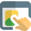 Landing page with a touch enabled screen web browser support icon