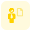 Businessman sharing a single file on an online server icon