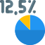 Twelve and a half percent section on a pie chart icon