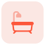 Premium hotel bathtub with overhead shower layout icon