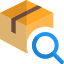 Searching item for delivery of parcel item from logistic website portal icon