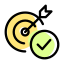 Arrow on its target concept of task accomplishment icon