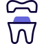 Capping of a tooth or dental crown isolated on a white background icon