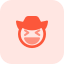 Cowboy squint facial expression wearing wide brim hat icon