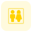 Visiting room with couples on stickman logotype icon