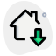 Internet connected home with file downloaded down arrow logotype icon