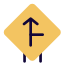 Side road to front joining the intersection icon