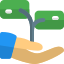 Money growth and investment concept with pot and leaf as money icon