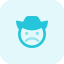 Frowning face expression of a cowboy with a hat icon