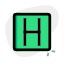 Helicopter signal with alphabet H on a roof top icon