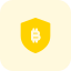 Bitcoin protection shield logo isolated on a white background icon