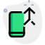 Mobile phone with call merge up arrow icon