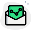 Dotted point line diagram send via mail in envelope icon