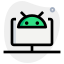 Computer connected Android software isolated on a white background icon
