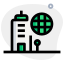 Business corporate office with international trade connections icon