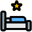 Single star bed of hotel with minimalistic service icon