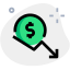 Fluctuating dollar rate in downfall trend performance icon