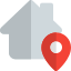 Home location with a pinpoint isolated on a white background icon