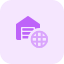 Global storage with globe logo - digital storage layout icon