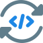 Programming language software syncing with circular loops icon