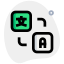 Japanese to English translation software isolated on a white background icon
