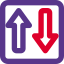 Both way direction traffic incoming and outgoing direction icon