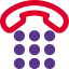 Telephone dial layout with keypad and hand receiver icon